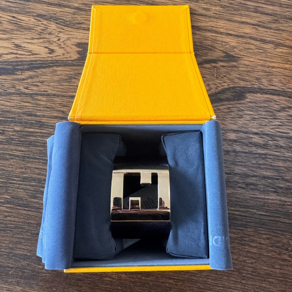 Fendi Black and Gold Cuff Bracelet